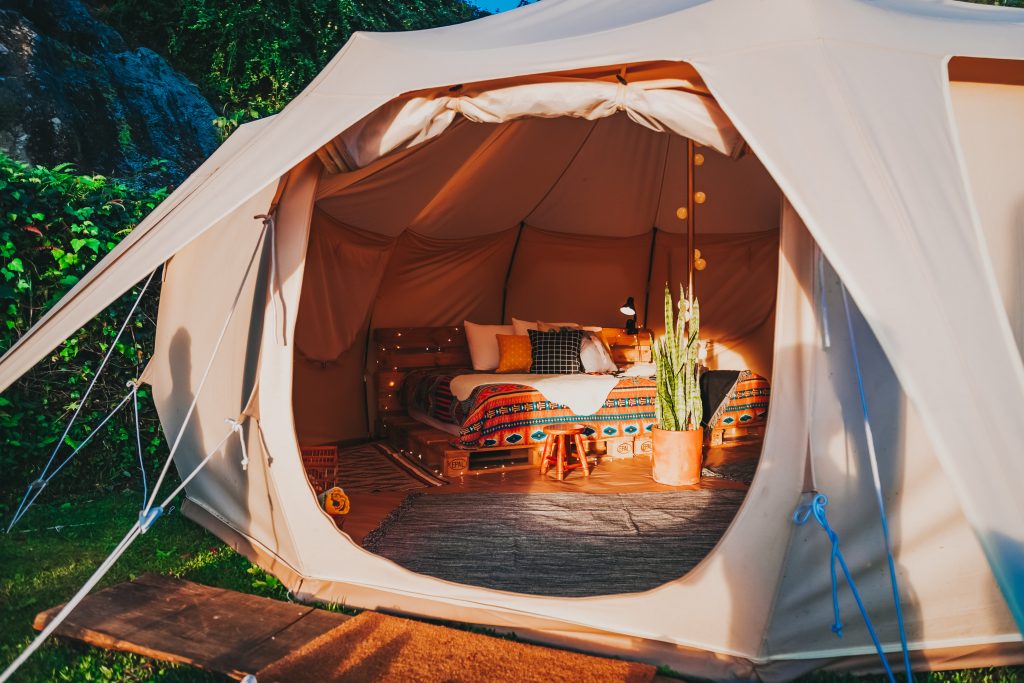 a luxury glamping tent 