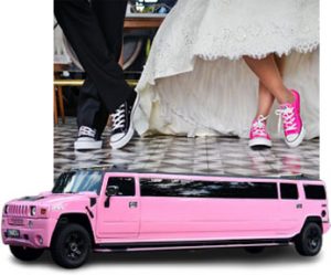 Pink Hummer Limo for weddings