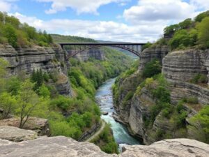 Scenic New Jersey bridge spanning a lush gorge, perfect for a memorable limo ride.