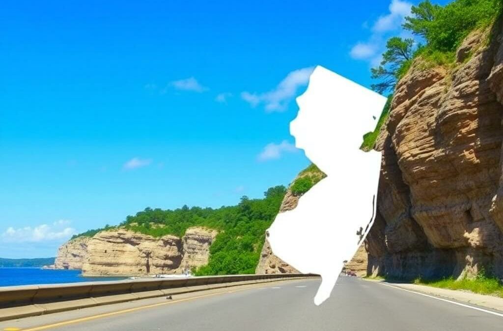 Scenic New Jersey highway with cliffs, ideal for a limo tour.
