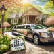 Luxury limousine decorated for a spring wedding, "Just Married" sign, NJ license plate.